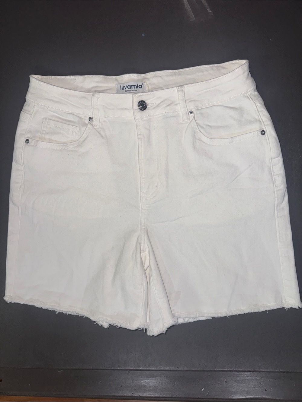 Luvamia White Denim Casual Summer Shorts